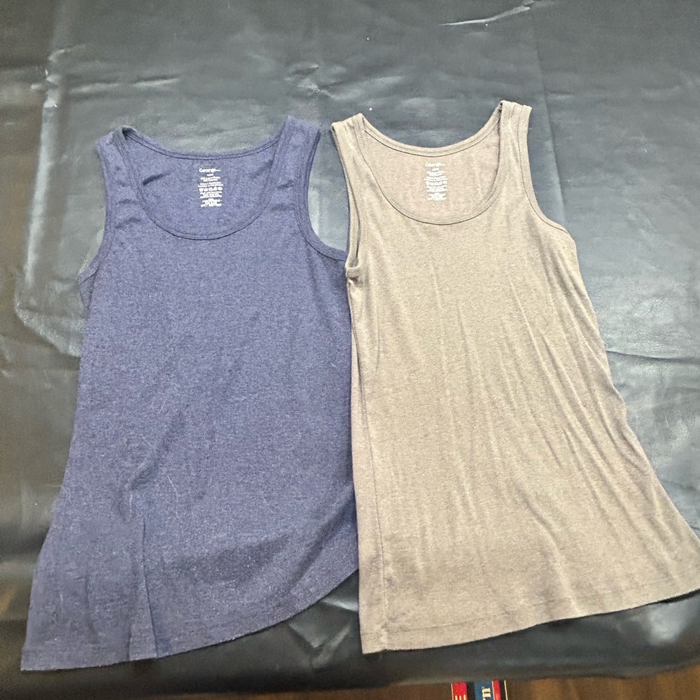 George. Women's Sleeveless Tops - Blue and Tan. Tank tops. Medium.